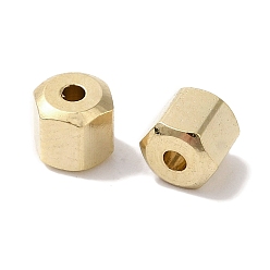 Настоящее золото 24K Латунные бусины, без свинца и без кадмия, шестиугольник, реальный 24 k позолоченный, 4x4.5x4 мм, отверстие : 1.2 мм