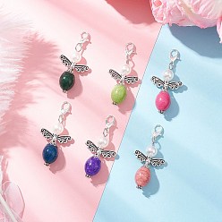 (52) Непрозрачная лаванда Подвесные украшения из акриловых бусин, имитирующих бирюзу, с эффектом потрескивания, ангел, с цинковым сплавом застежками омаров коготь, разноцветные, 46 мм