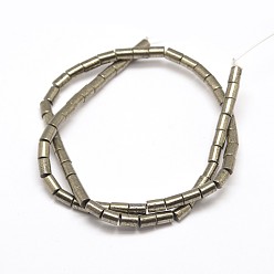Pyrite Column Natural Pyrite Beads Strands, 6x4mm, Hole: 1mm, about 64pcs/strand, 15.7 inch