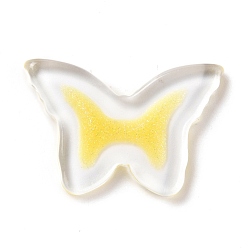 Yellow Transparent Acrylic Pendants, with Glitter Powder, Butterfly, Yellow, 22x33x4mm
