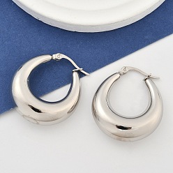 Нержавеющая Сталь Цвет Не тускнеющие 304 массивные серьги-кольца из нержавеющей стали для женщин, цвет нержавеющей стали, 32x28x10 мм, штифты : 0.6 мм