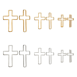 Mixed Color Stainless Steel Linking Rings, Cross, Mixed Color, 15.5~25.5x10.5~16.5x0.8~1.5mm, Hole: 1.5~2.5mm, 48pcs/box