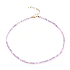 Аметист Природный аметист бисера ожерелья, с латунными карабин-лобстерами , золотые, 15.94 дюйм (40.5 см)