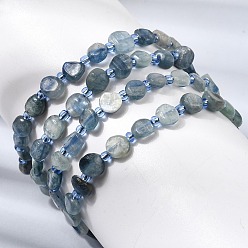 Cyanite Bracelets en perles de kyanite naturelle, bracelets élastiques, classe ab, diamètre intérieur: 2.17 pouce (5.5 cm), perle: 4.5~13x4~8.5x3~6 mm