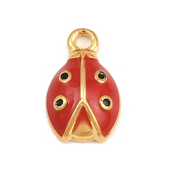 Golden 304 Stainless Steel with Red Enamel Charms, Ladybug Charms, Golden, 14x8.5x4mm, Hole: 1.7mm