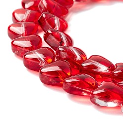 Red Transparent Glass Beads Strand, Heart, Red, 7.5~8.5x8~8.5x4~4.5mm, Hole: 1mm, about 44~45pcs/strand, 12.56~12.87 inch(31.9~32.7cm)