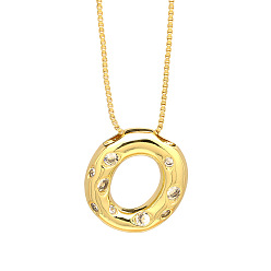 Letter O Колье с кулоном из латуни с прозрачным фианитом и прозрачным фианитом, реальный 18 k позолоченный, Письмо O, 17.72 дюйм (45 см)