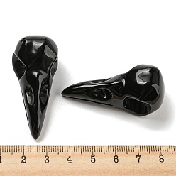 Obsidian Natural Obsidian Pendants, Bird Head Skull Charms, 47~49x20~22x20~22mm, Hole: 2~2.5mm