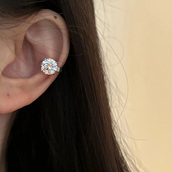 Круглые Серьги-каффы из сплава для женщин, с кубического циркония, круглые, 15 мм