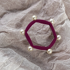 Lila Elastischer Haarschmuck aus sechseckigem Stoff, Haargummis aus Kunstperlenperlen aus Kunststoff, für Mädchen oder Frauen, lila, 50 mm