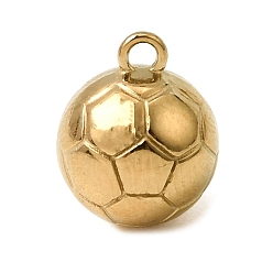 Football 316 прелести нержавеющей стали, ионное покрытие (ip), тема спортивного мяча, реальный 18 k позолоченный, футбол, 12x10 мм, отверстие : 1.6 мм