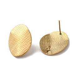 Золотой Ионное покрытие (ip) 304 детали серег из нержавеющей стали, с вертикальной петлей, текстурированный овал, золотые, 20x16 мм, отверстие : 2.5 мм, штифты : 0.7 мм