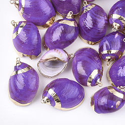 Сине-фиолетовый Окрашенные распылением и гальванические спиральные подвески, с железной фурнитурой, золотой свет, синий фиолетовый, 27~42x18~27x11~18 мм, отверстие : 1.5 мм