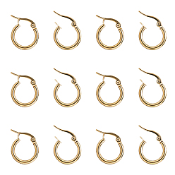 Golden 304 Edelstahl Creolen Ohrstecker , Ring, golden, 15x2 mm, Stift: 1x0.7 mm