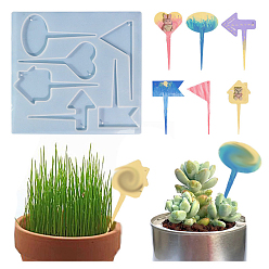 Белый DIY пищевые силиконовые формы для этикеток для растений, формы для литья смолы, для уф-смолы, изготовление изделий из эпоксидной смолы, стрелка/треугольник/сердце, белые, 176x190x6 мм