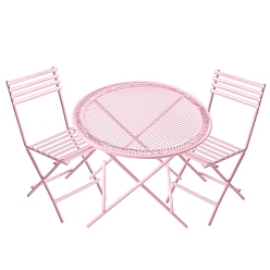 Pink Наборы из железного стола и стульев, миниатюрные украшения, для садовых кукольных домиков, розовые, 85~98x42~67 мм