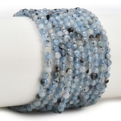 Aquamarine Natural Devil Blue Aquamarine Beads Strands, Faceted, Round, 2.5mm, Hole: 0.5mm, about 148~149pcs/strand, 15.28~15.35''(38.8~39cm)