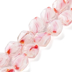 Бледно-Розовый Ручной золотой песок бусины бисер нитей, самородки, розовый жемчуг, 12x11x7 мм, отверстие : 1 мм, около 50 шт / нитка, 23.62'' (60 см)