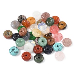 Смешанные камни Подвески в виде пончика/диска из смешанных натуральных и синтетических драгоценных камней, смешанные окрашенные и неокрашенные, 12x5.5~6 мм, отверстие : 2 мм