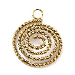 Oro 304 colgantes de acero inoxidable, encanto espiral, dorado, 21.5x16.5x1 mm, agujero: 2.5 mm