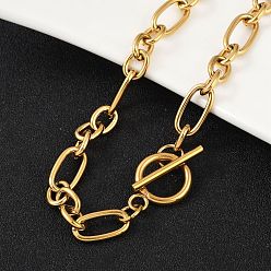 Золотой Ионное покрытие (ip) 304 ожерелья-цепочки Фигаро из нержавеющей стали, с Переключить застежками, золотые, 20.59 дюйм (52.3 см)