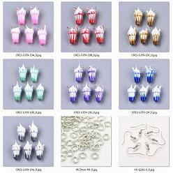 Mixed Color DIY Cute Dangle Earring Making Kits, include Resin Pendants, Brass Earring Hooks & Jump Rings, Drinks Shapes, Mixed Color, Pendants: 28pcs/box