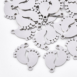 Нержавеющая Сталь Цвет Устойчивы к потускнению 201 соединители из нержавеющей стали, лазерная резка, нога, цвет нержавеющей стали, 19x16x1 мм, отверстие : 1.6 мм