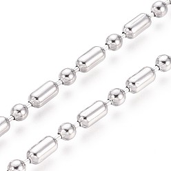 Stainless Steel Color 304 Stainless Steel Ball Chains, Stainless Steel Color, Column: 6x3mm, Ball: 3mm
