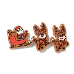 Sleigh Рождественские акриловые железные подвески, санки, 54.5x17.5x2.5 мм, отверстие : 1 мм