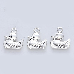 Античное Серебро Сплавочные подвески тибетского стиля, без кадмия и без свинца, утка, античное серебро, 18.5x15.5x3.5 мм, Отверстие : 2 мм , около 268 шт / 500 г