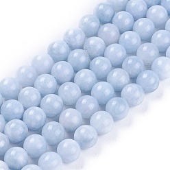 Другие Нефриты Природного нефрита нитей бисера, окрашенные, имитация аквамарин, круглые, 12 мм, отверстие : 1.2 мм, около 32 шт / нитка, 14.8 дюйм ~ 15 дюйм (37.5~38 см)