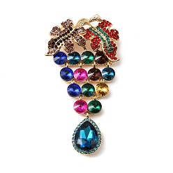 Разноцветный Брошь из ретро сплава со стразами, изысканная булавка на лацкан для женщин, винограды, красочный, 84x45 мм