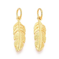 Золотой 925 стерлингов серебряные подвески, лист прелести, с прыжковых колец, золотые, 18.5x6x2 мм, отверстие : 4 мм