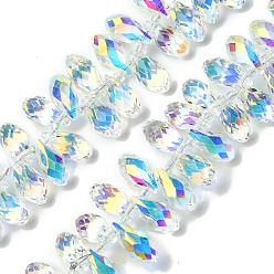 Прозрачный АВ Прозрачные стеклянные бусины гальваническим пряди, гальваническое покрытие, граненые, слеза, ясно AB, 13.5x6.5 мм, отверстие : 1 мм, около 98~99 шт / нитка, 18.11 дюйм (46 см)