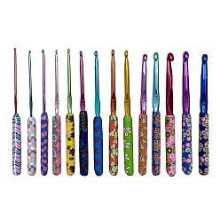 (52) Непрозрачная лаванда 14Набор крючков из алюминия с принтом разных размеров, с ручкой, для плетения крючком швейных инструментов, разноцветные, 150x80x25 мм