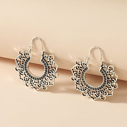 Цветок Серьги сплава обручем, античное серебро, цветок, 40 мм