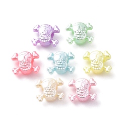 (52) Непрозрачная лаванда Имитационная перла акриловые европейские шарики, бусины с большим отверстием, череп, разноцветные, 12x14x7 мм, отверстие : 4.5 мм, Около 1315 шт / 500 г