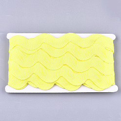 Желтый Полиэфирные ленты, форма волны, желтые, 38~40 мм, 10 двор / карта