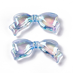 Королевский синий Прозрачные акриловые бусины, AB цвет, бантом, королевский синий, 14x29x5.5 мм, отверстие : 1.5 мм