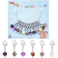 (52) Непрозрачная лаванда 12шт стеклянная имитация снежинки бусины обсидиана кулон украшения, подвески с застежкой-лобстером, подвески на клипсах, для брелка, кошелек, украшение для рюкзака, маркер стежка, круглые, разноцветные, 34 мм