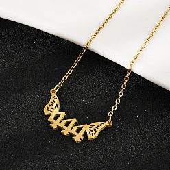 Золотой 201 номер из нержавеющей стали 444 с подвеской в виде крыльев бабочки, золотые, 18.82 дюйм (47.8 см)