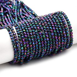 с с Покрытием AB Цветов  Стеклянные бусины с гальваническим покрытием , полное покрытие, граненые круглые, с покрытием AB цвета, 3x2.5 мм, отверстие : 0.7 мм, около 130~135 шт / нитка, 33~36 см