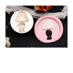 Flat Round Golden Tone Wax Seal Brass Stamp Head, Table Lamp, for Invitations, Envelopes, Gift Packing, Flat Round, 25mm