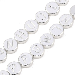 с Покрытием Серебра Гальванические нити из синтетических немагнитных гематитовых бусин, плоский круглый со случайным письмом, со серебряным покрытием, 8~8.5x3 мм, отверстие : 1 мм, около 50 шт / нитка, 15.83 дюйм (40.2 см)