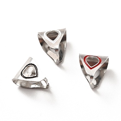 Mixed Color 304 Stainless Steel Snap on Bails, with Enamel, Heart, Stainless Steel Color, Mixed Color, 9x8x7mm, Pin: 1mm