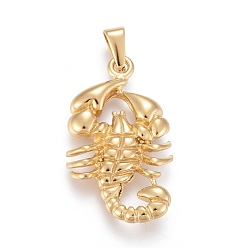 Золотой 304 подвески из нержавеющей стали, скорпион, золотые, 33.5x19.5x5 мм, отверстие : 3.5x7.5 мм