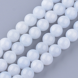 Алиса Синий Природные окрашенные желтый нефрит драгоценный камень шарик нити, круглые, Алиса Блю, 10 мм, отверстие : 1 мм, около 40 шт / нитка, 15.7 дюйм