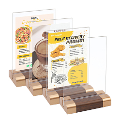 Прозрачный 4шт. прямоугольный акриловый настольный держатель карт, настольная демонстрационная доска с деревянным основанием, прозрачные, 100x50x157 мм