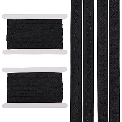 Черный 2 стили плоские нескользящие прозрачные силиконовые полиэстеровые резинки, аксессуары для нижнего белья своими руками, с картонной карточкой, чёрные, 20 мм