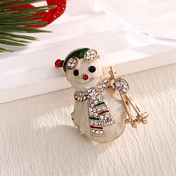 Снеговик Рождественская тема брошь из легкого золотого сплава, эмалевые булавки, со стразами, снеговик, 38x30 мм